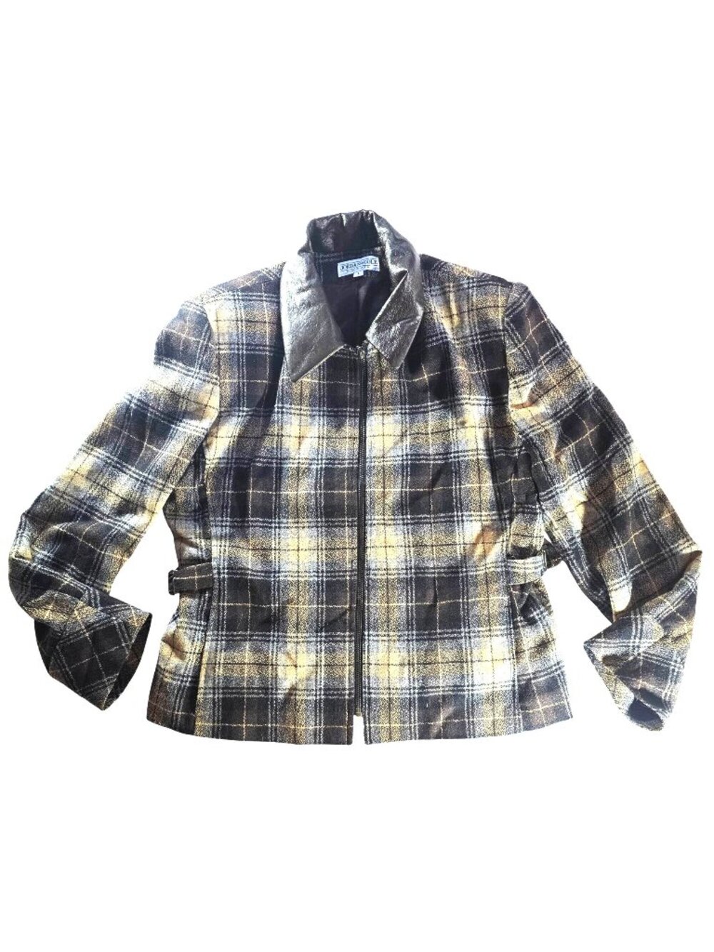 Womens Plaid Wool Jacket Zipper Large dark academia made in usa Jordan & Cole